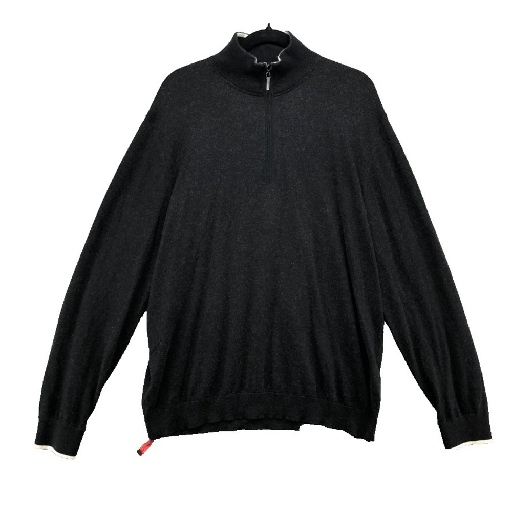 Robert Graham Classic Fit Sweater Jumper Mens XL Black Pullover Mock Neck Preppy